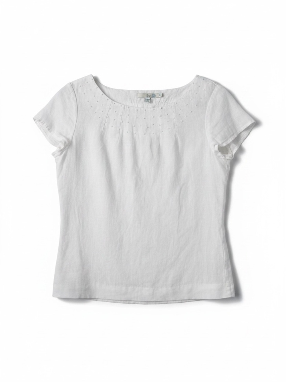 Boden Women’s White Linen Top Size US 6 UK 10 Cap Sleeve